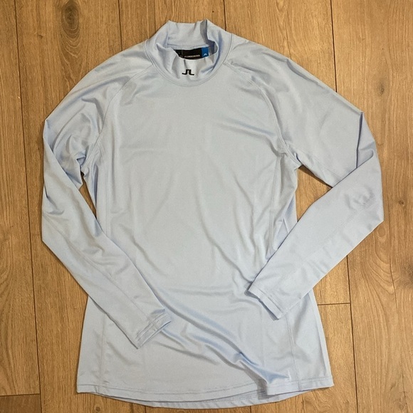 J.Lindeberg | Light Blue Mock Neck Long Sleeve Kate Compression Top | Large - Picture 2 of 6